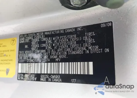 2009 Lexus Rx 350 350 from USA, damaged, VIN 2T2HK31U99C125514